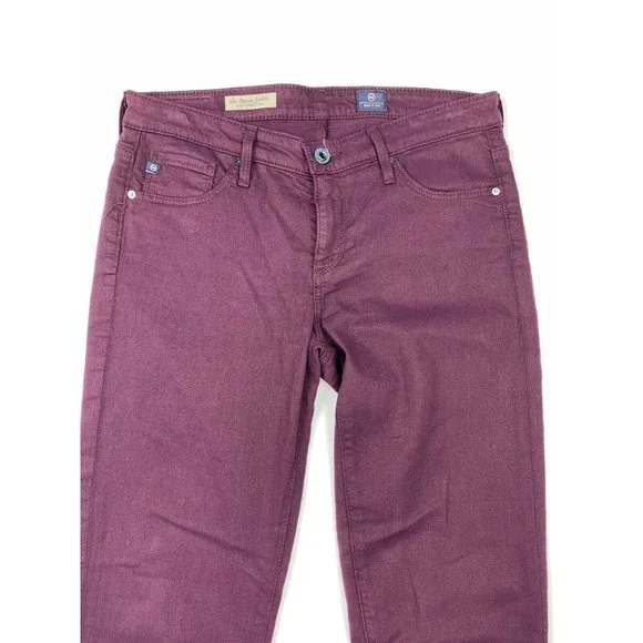 AG Adriano Goldschmied Women’s 27R The Stevie Ankle Slim Straight Jeans Burgundy - Picture 8 of 8